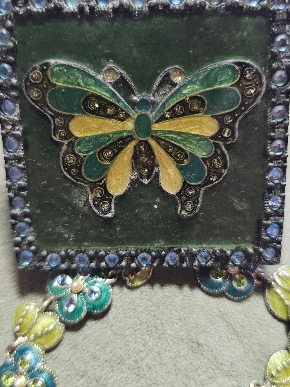 Vintage Butterfly Trinket Box And Bracelet
